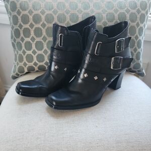 Harley-Davidson Black Leather Heeled Boots